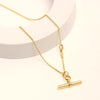 925 Sterling Silver 14K Gold-Plated T-Bar Rolo Link Chain Pendant Necklace for Women