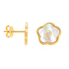 925 Sterling Silver 18K Gold-Plated Mother Of Pearl CZ Flower Stud Earring for Women Teen