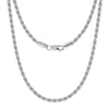 925 Sterling Silver Italian Diamond-Cut Twisted Braided Rope Chain Necklace for Women 0.3CM