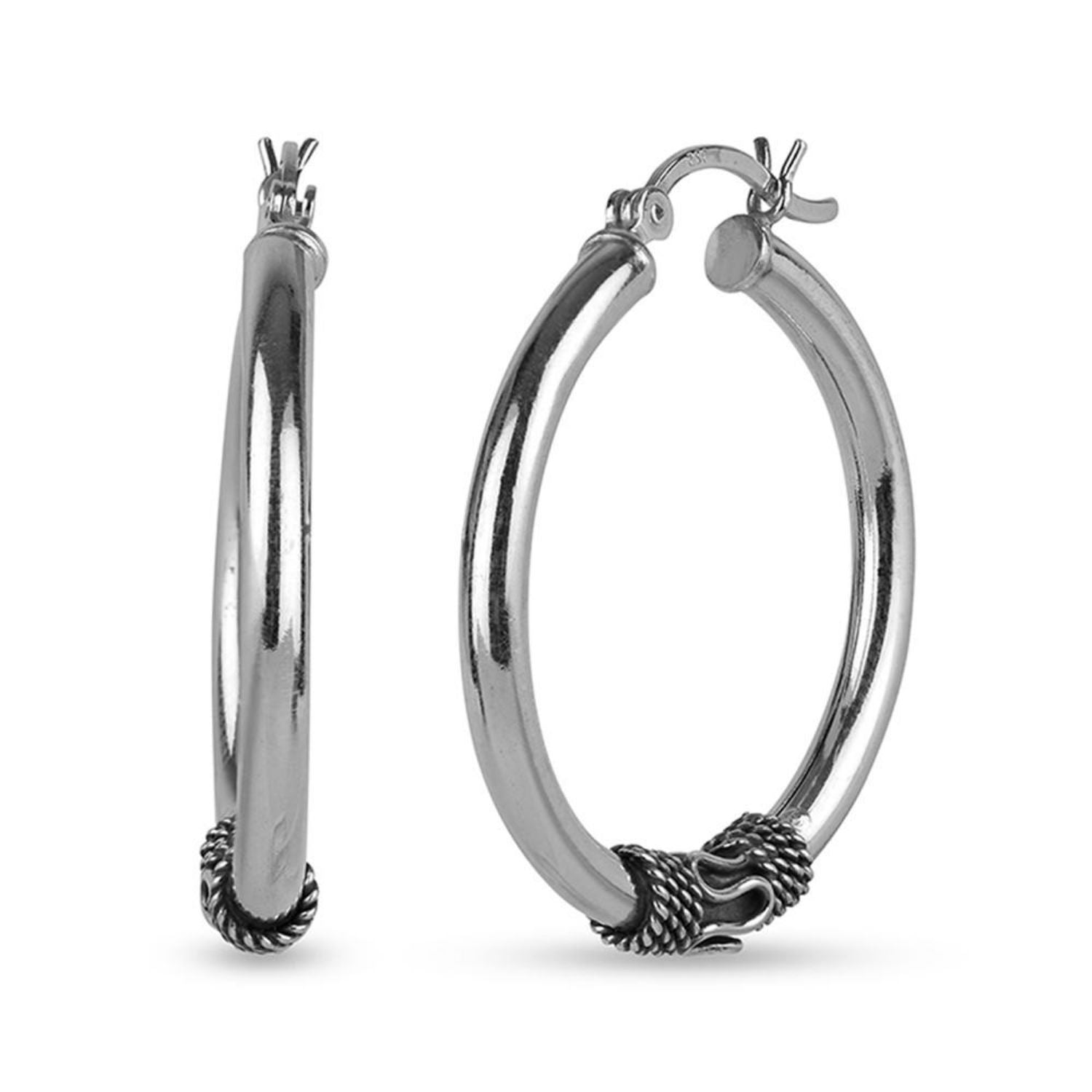 925 Sterling Silver Click Top Hoop Earrings for Teen Women