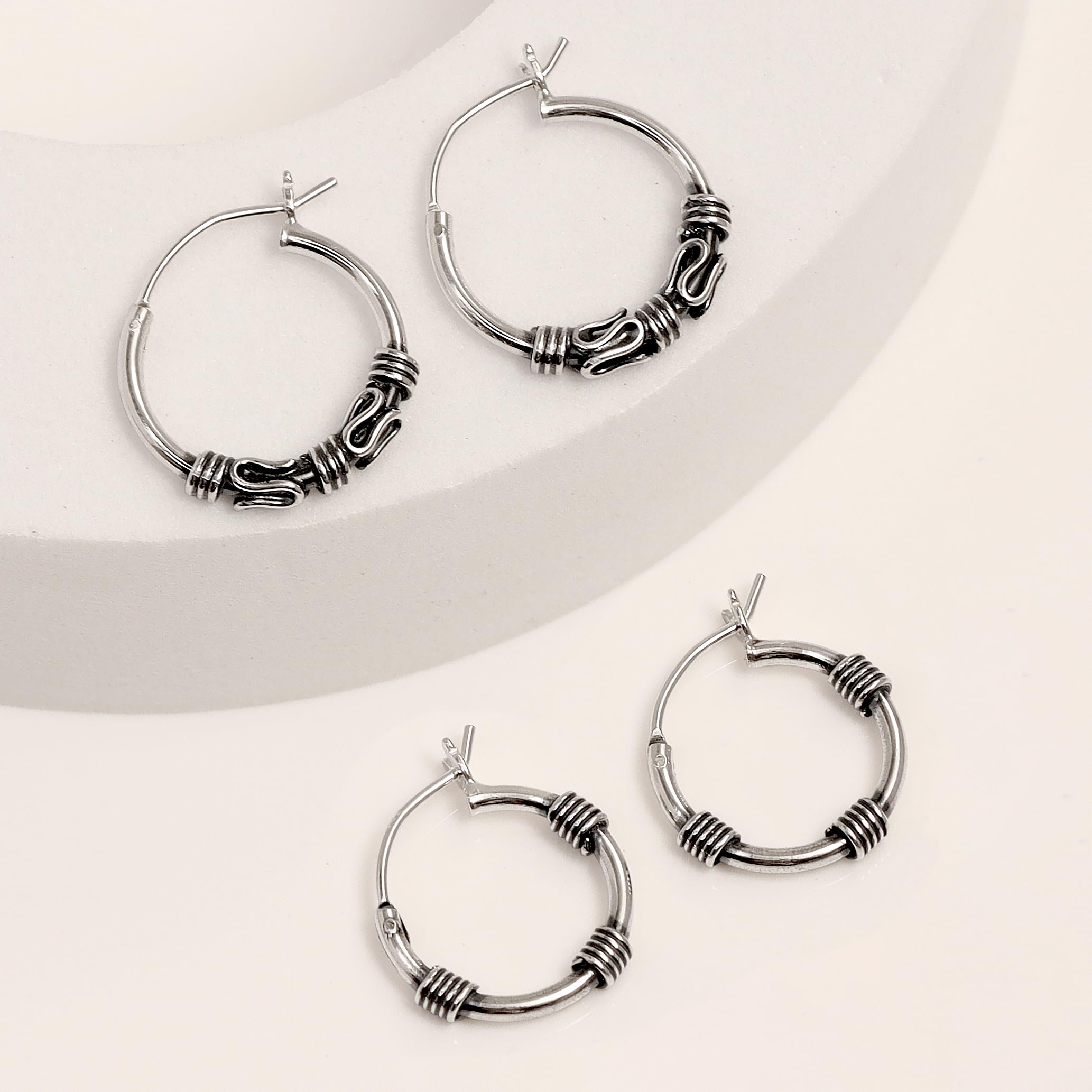 925 Sterling Silver Hoop Earrings for Women and Girls Set of 2 Pairs