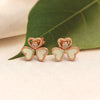 Rose Gold-Plated Mother of Pearl Happy Hearts Wings Stud Earrings for Women Teen in925 Sterling Silver