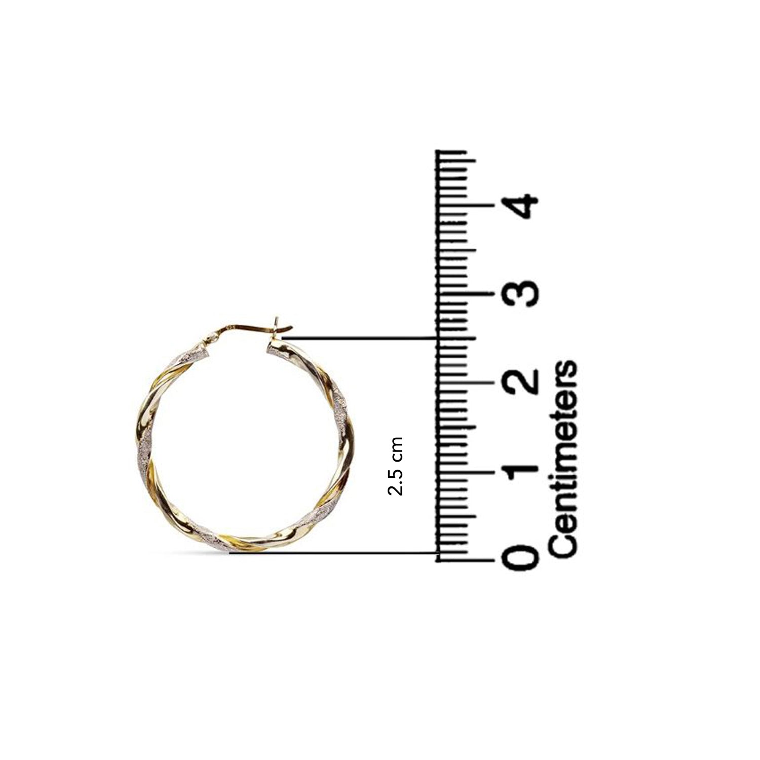 925 Sterling Silver Two-Tone Light-Weight Italian Design Hoop Earrings for Women