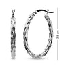 925 Sterling Silver Texture Hoop Earrings for Women 35 MM