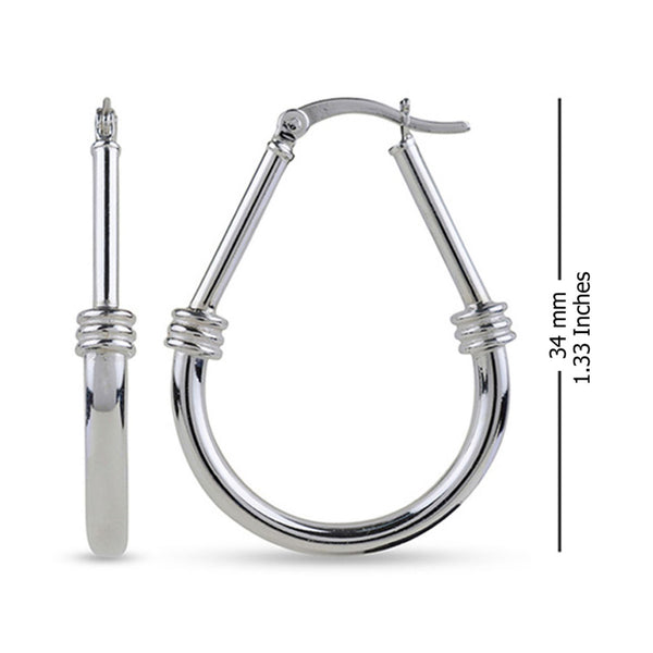 925 Sterling Silver Italian Design Hoop Earrings for Women 34 MM