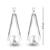 925 Sterling Silver Pearl Oval Hoop Earrings for Women