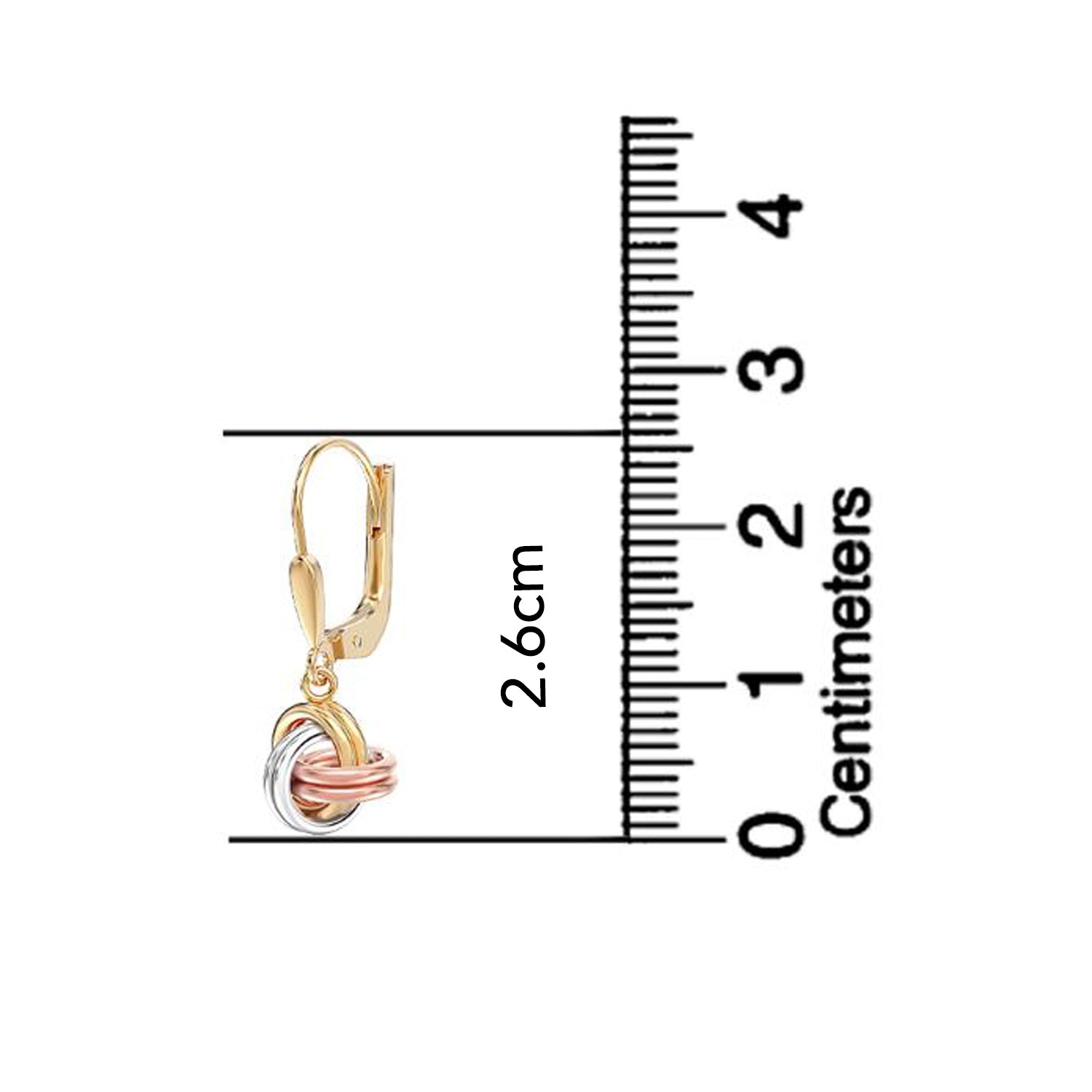 925 Sterling Silver Three-Tone Love-Knot Leverback Light-Weight Drop Dangle Earrings for Women 26 MM