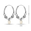 925 Sterling Silver Antique Hanging Pearl Bali Hoop Earrings for Women and Girls