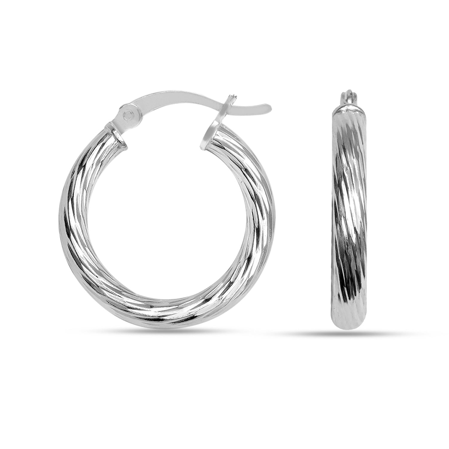 925 Sterling Silver Hoop Earrings for Women Hypoallergenic Diamond Cut Earring Hoops for Women 20MM