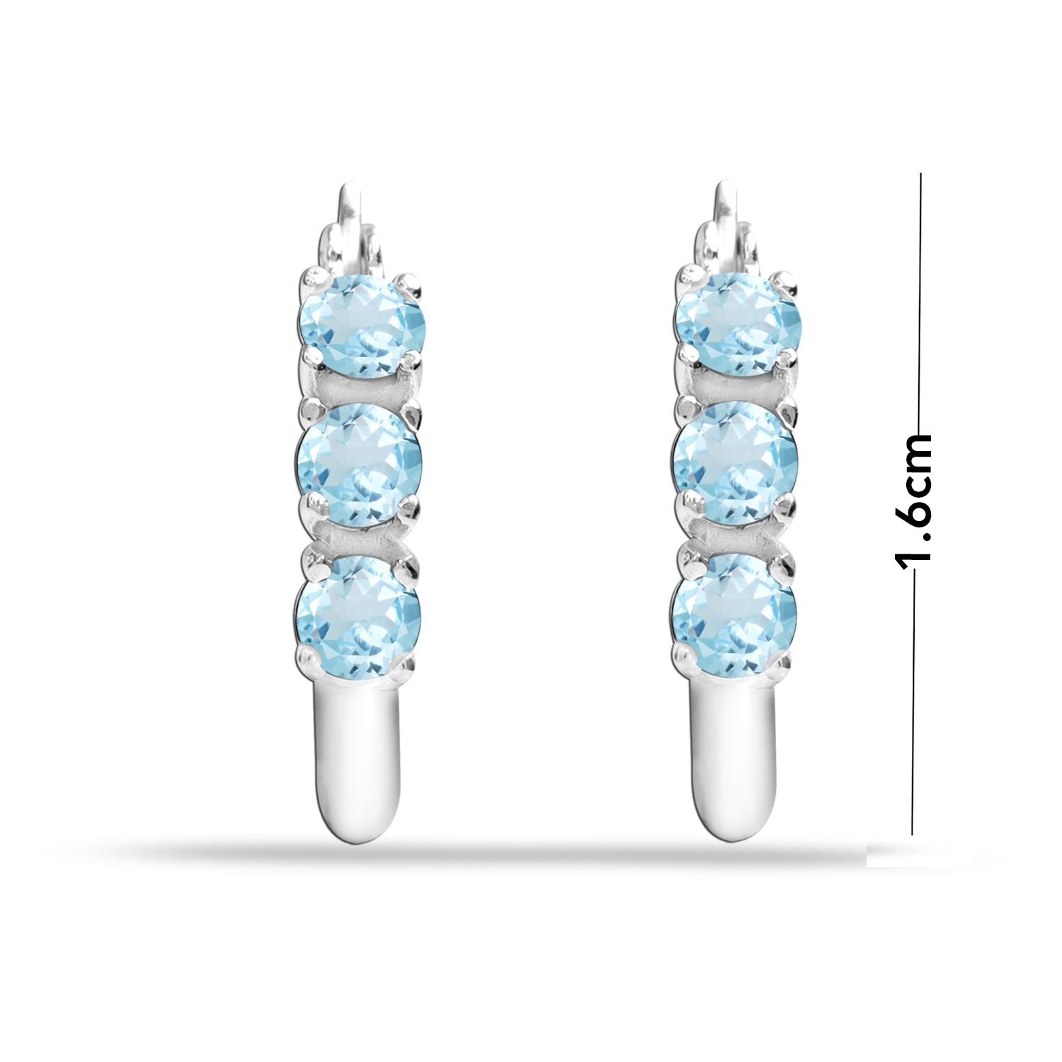 925 Sterling Silver Blue Topaz Round Hoop Earrings for Teen Women