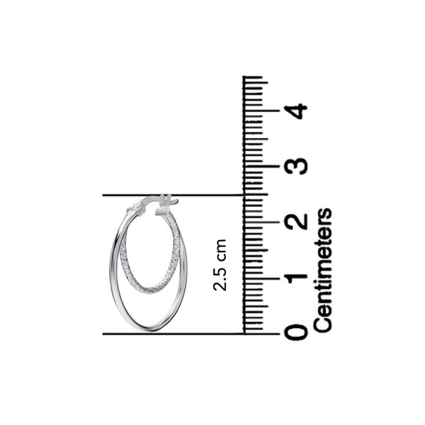 925 Sterling Silver Textured Lightweight Circular Double Layered Hoop Earrings for Women Teen