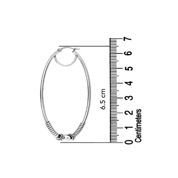 925 Sterling Silver Jewellery Oxidized Balinese Oval Click-Top LARGE Hoop Earrings for Women Teen