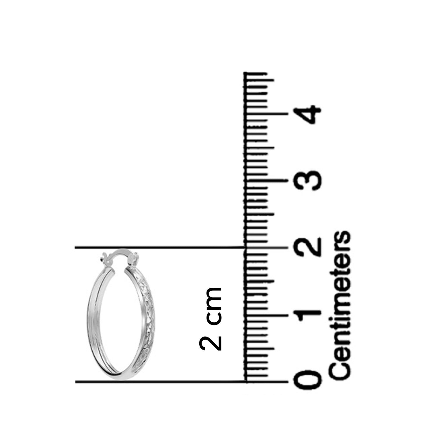 925 Sterling Silver Classic Lightweight Italian 3 MM Textured Diamond-Cut Click-Top Hoop Earrings for Women