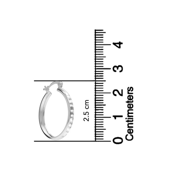 925 Sterling Silver Lightweight Italian Diamond-Cut Round Classic Click-Top Hoops Earrings for Women 3 MM