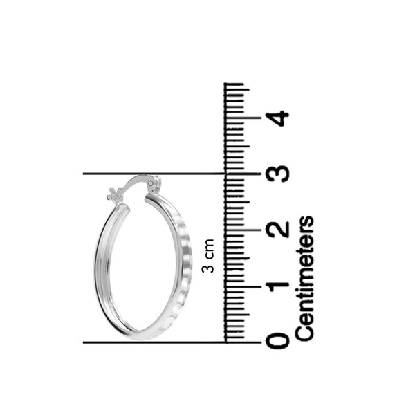 925 Sterling Silver Lightweight Italian Diamond-Cut Round Classic Click-Top Hoops Earrings for Women 3 MM