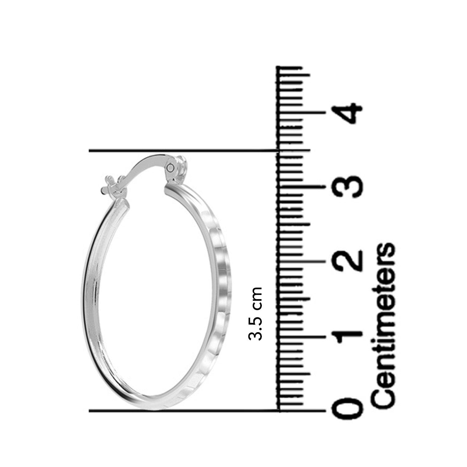 925 Sterling Silver Lightweight Italian Diamond-Cut Round Classic Click-Top Hoops Earrings for Women 3 MM