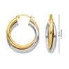 925 Sterling Silver Two-Tone Intertwining Round Oval Shape Tube Polished Hoop Earrings for Women