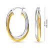 925 Sterling Silver Two-Tone Intertwining Round Oval Shape Tube Polished Hoop Earrings for Women