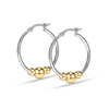 925 Sterling Silver 14K Gold-Plated Light-Weight Round Two-Tone Bead Ball Hoop Earrings for Women