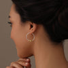 925 Sterling Silver 14K Gold-Plated Light-Weight Round Two-Tone Bead Ball Hoop Earrings for Women