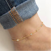 925 Sterling Silver 14K Gold Plated Cubic Zirconia Link Chain Station Anklet for Women 1 PC