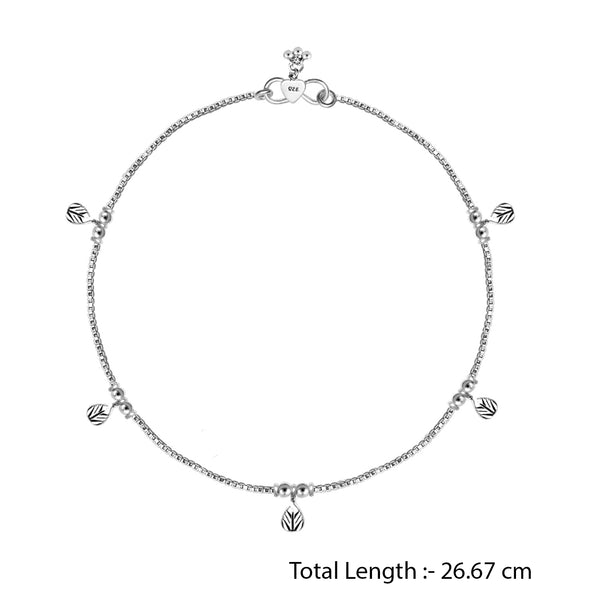 925 Sterling Silver Diamond Cut Bead Anklets for Women