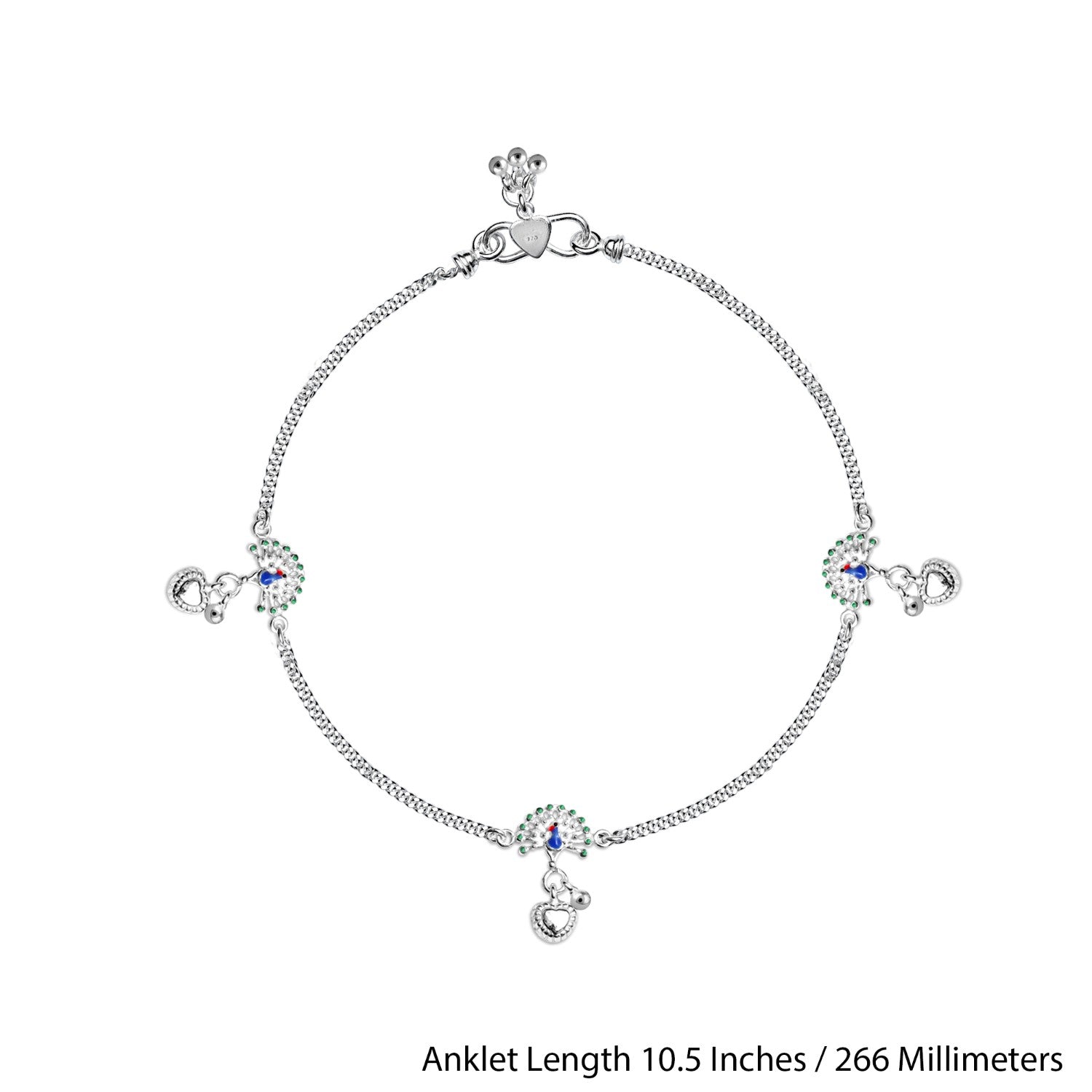 925 Sterling Silver Modern Peacock Style Anklets for Women And Girls