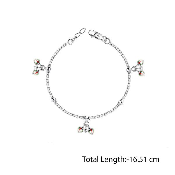 925 Sterling Silver Enameled Modern Anklets for Kids for 4 To 8 Year Girls