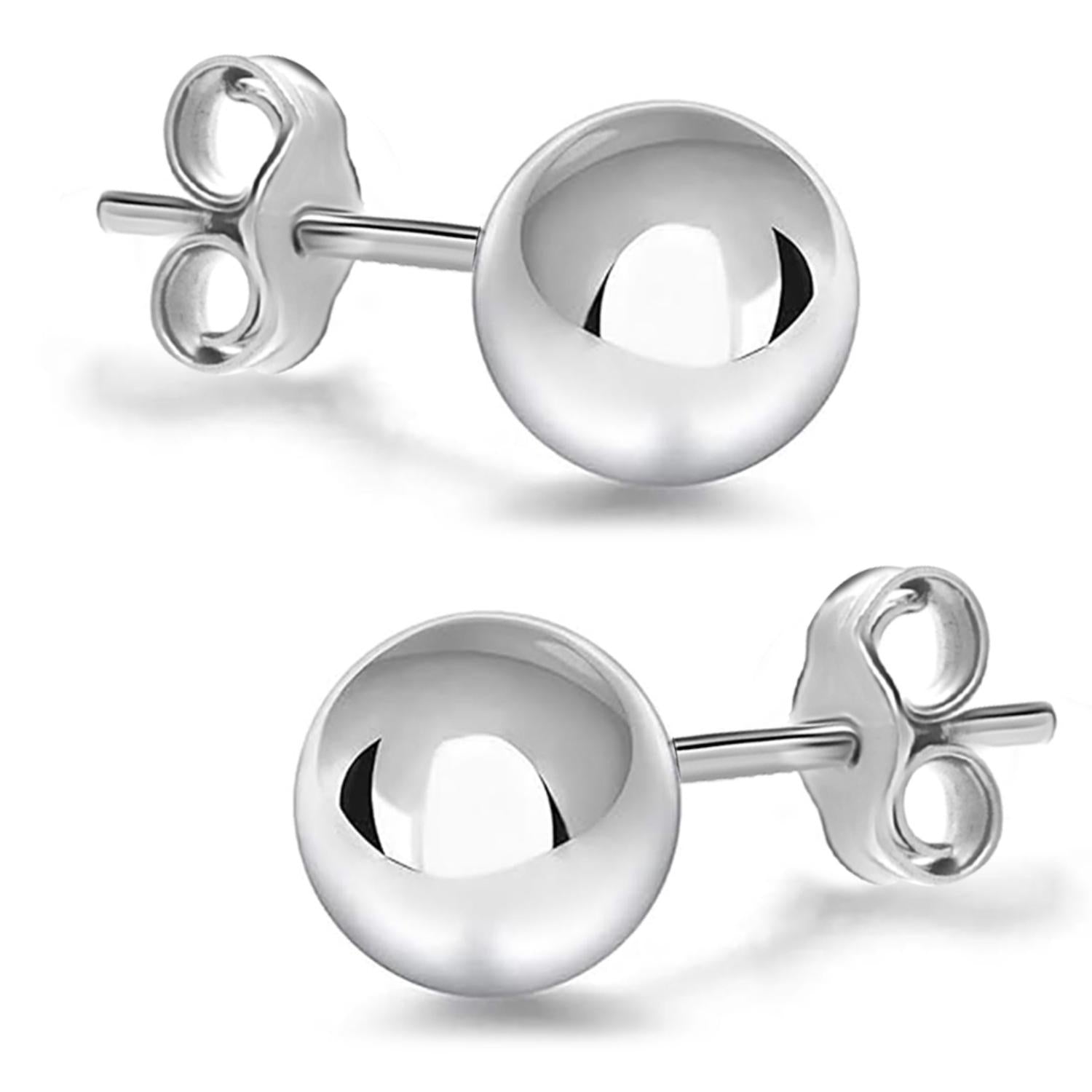 925 Sterling Silver Classic Ball-Post Stud Earrings for Men