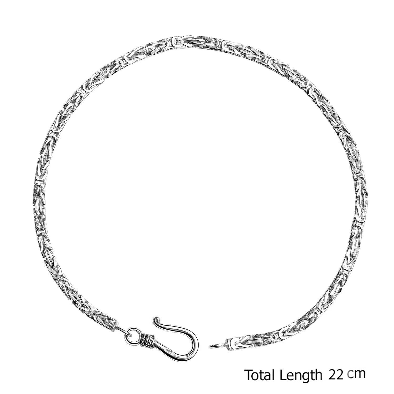 925 Sterling Silver Designer Byzantine Chain Bracelet for Men and Boys 22 CM