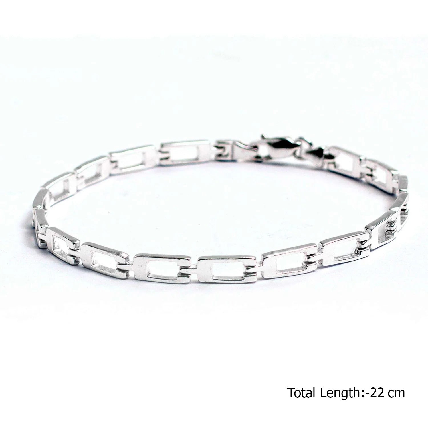 925 Sterling Silver Link Chain Bracelet for Men and Boys 22 CM