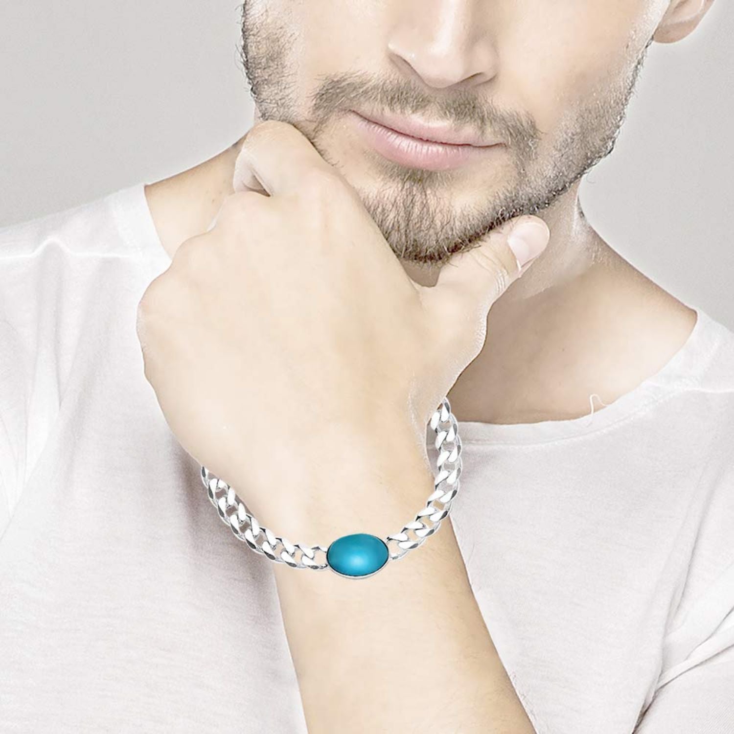 14K White Gold Over Bollywood Salman Khan Style Bracelet 9CT Simulated  Turquoise | eBay