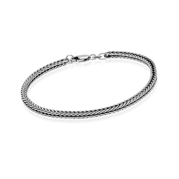 925 Sterling Silver Italian Foxtail Chain Bracelet for Men and Women