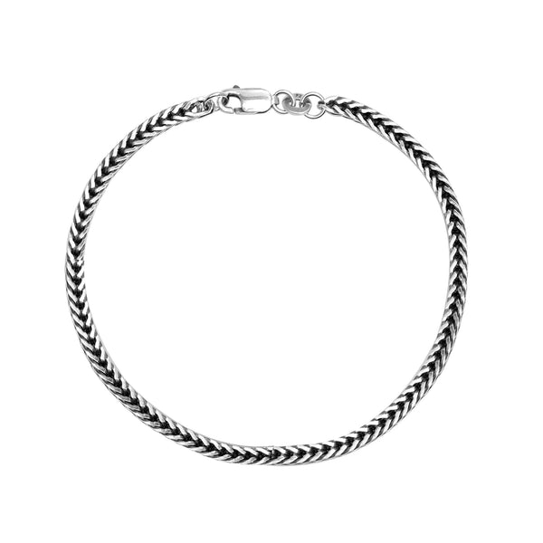 925 Sterling Silver Italian Foxtail Chain Bracelet for Men and Women