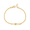 925 Sterling Silver 14K Gold-Plated Paperclip Oval Horseshoe Lock Link Bracelet for Women