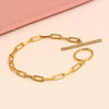 925 Sterling Silver 14K Gold-Plated Italian Links Paperclip Chain Bracelet for Women