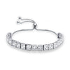 925 Sterling Silver Cubic Zirconia Sparkling Square Tennis Adjustable Bolo Bracelet for Women