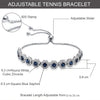 925 Sterling Silver Tennis Round Cubic Zirconia & Blue Sapphire Adjustable Bolo Bracelet for Women