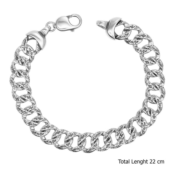 925 Sterling Silver Designer Curb Chain Oxidized Bracelet for Men's 22 CM