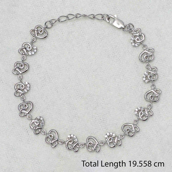 925 Sterling Silver Designer Cz Heart Style Tennis Bracelet for Women and Girls