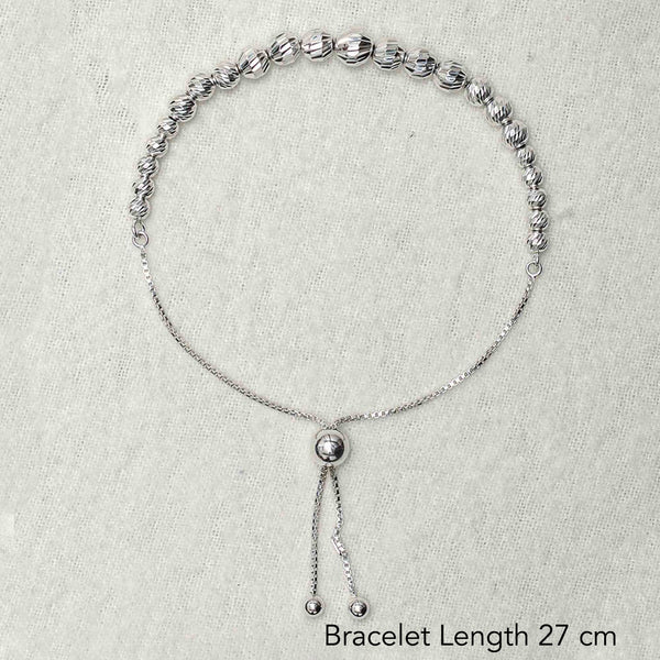 925 Sterling Silver Designer Diamond Cut Ball Slider Bracelet for Women and Girls