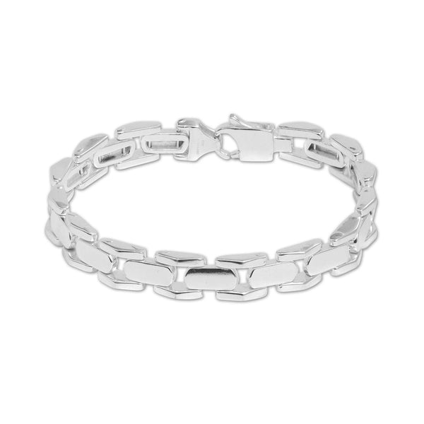 925 Sterling Silver Retro Modern Link Bracelet for Men and Boys