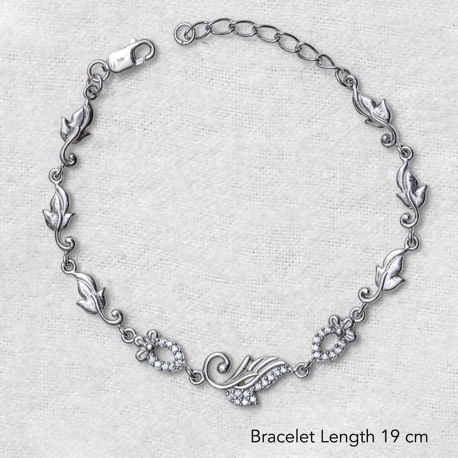 925 Sterling Silver Designer Cz Bracelet for Women and Girls 19 CM