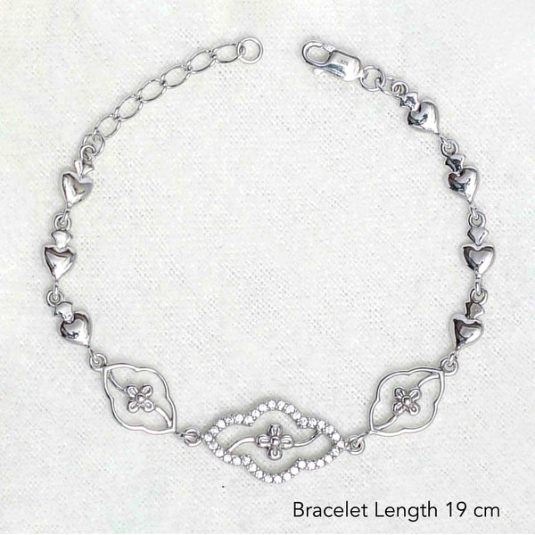 925 Sterling Silver Designer Cz Floral Tennis Bracelet for Women and Girls