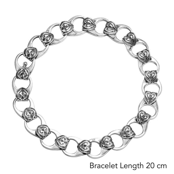 925 Sterling Silver Vintage Link Chain Heavy Bracelet for Men and Boys