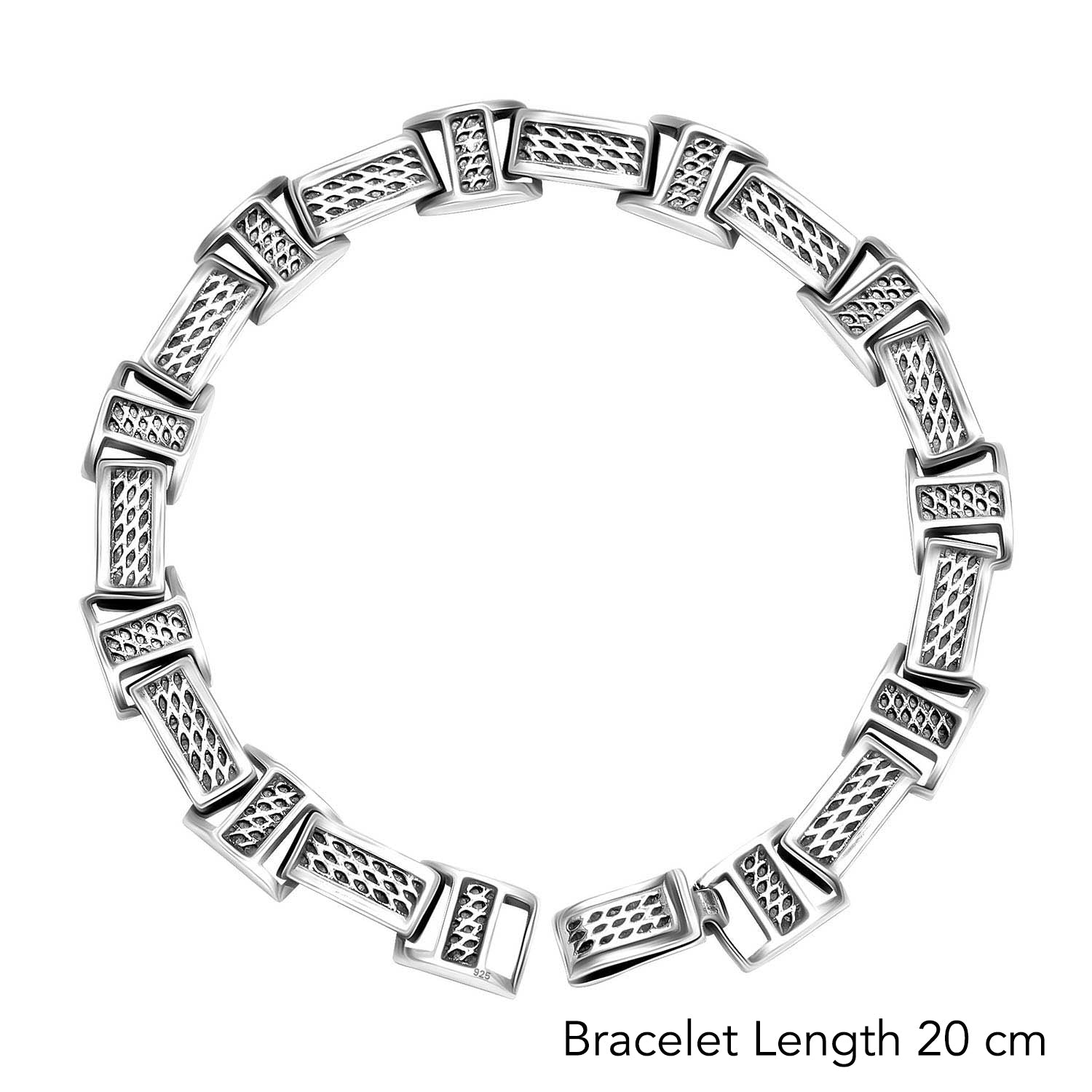 925 Sterling Silver Vintage Textured Design Link Heavy Bracelet for Men