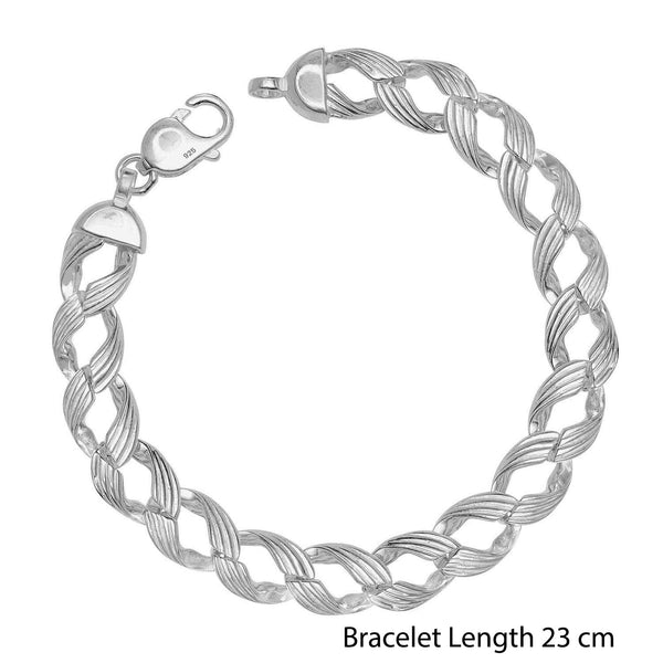 925 Sterling Silver Italian Design Link Bracelet for Men and Boys