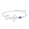 Personalised 925 Sterling Silver Name and Enamel Anklet for Women and Girls 1 Pc