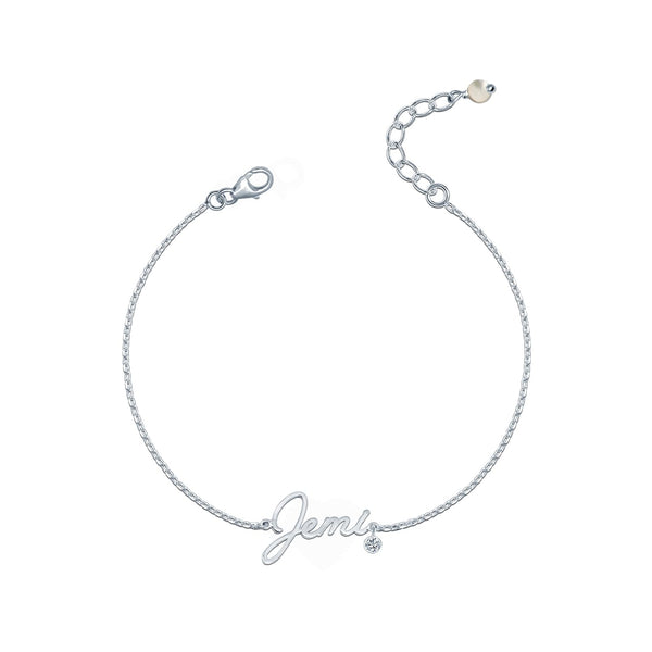 Personalised 925 Sterling Silver Name Signature Font Name Anklet for Womens and Girls 1 Pc