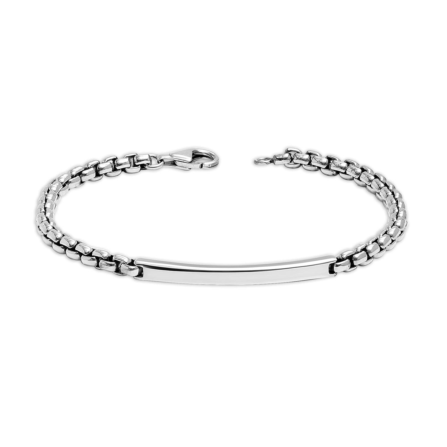 Personalised 925 Sterling Silver Engraved Name Venetian Link ID Bracelet for Men and Boys